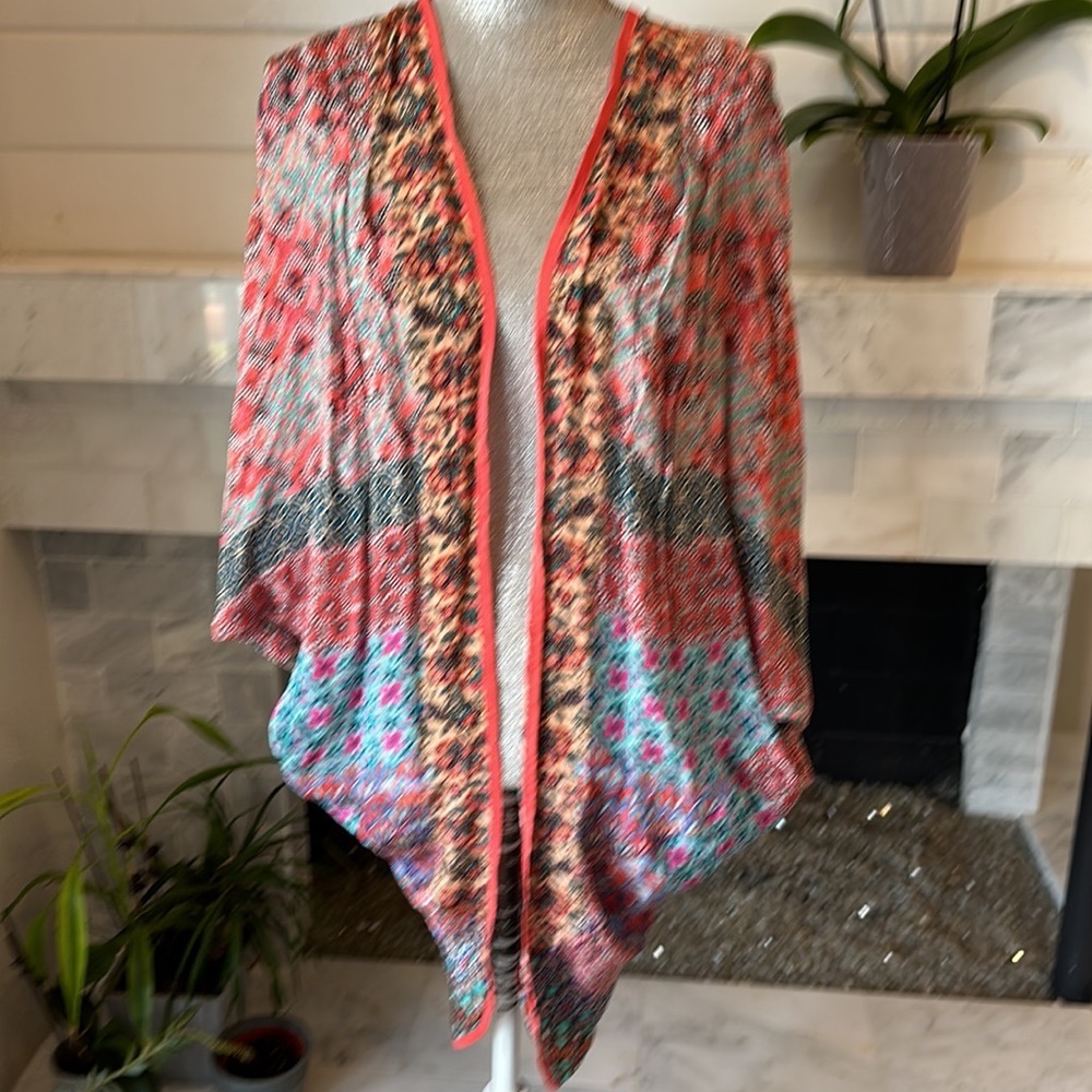 Tolani Feathers Multicolored Patchwork Print Caco… - image 2